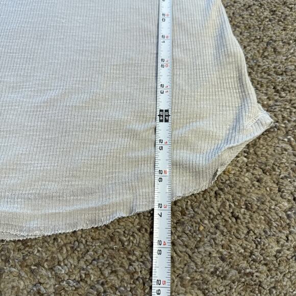 Stateside Gray Beige Split Sleeve Basic Tank Scoop Neck Size S USA Made Raw Hem‎ - Picture 5 of 8